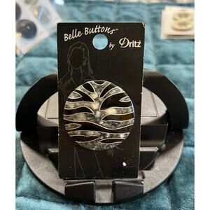 Belle Buttons Dritz Large Black Silver Swirl Statement Button 32mm 1.25” New